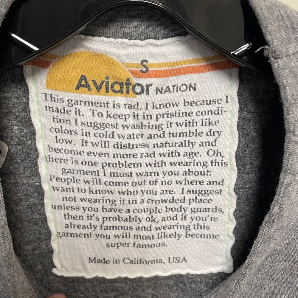 Aviator Nation Gray and Blue Crewneck Sweater - Picture 3 of 6